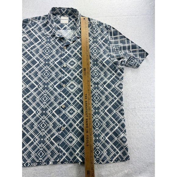 Tommy Bahama Mens Sz XXL Shirt 100% Silk Art Deco Retro Camp Shirt Antique Blue - Picture 12 of 16
